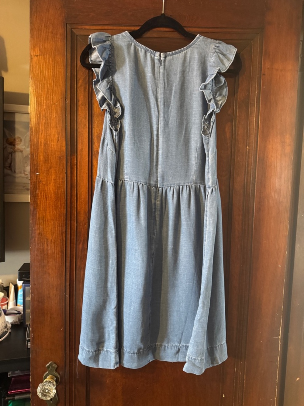 LOFT Light Blue Chambray V-Neck Wrap Top - Picture 4 of 4